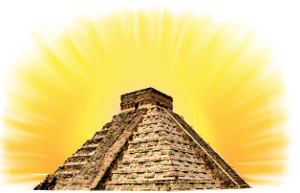 sun behind pyramid